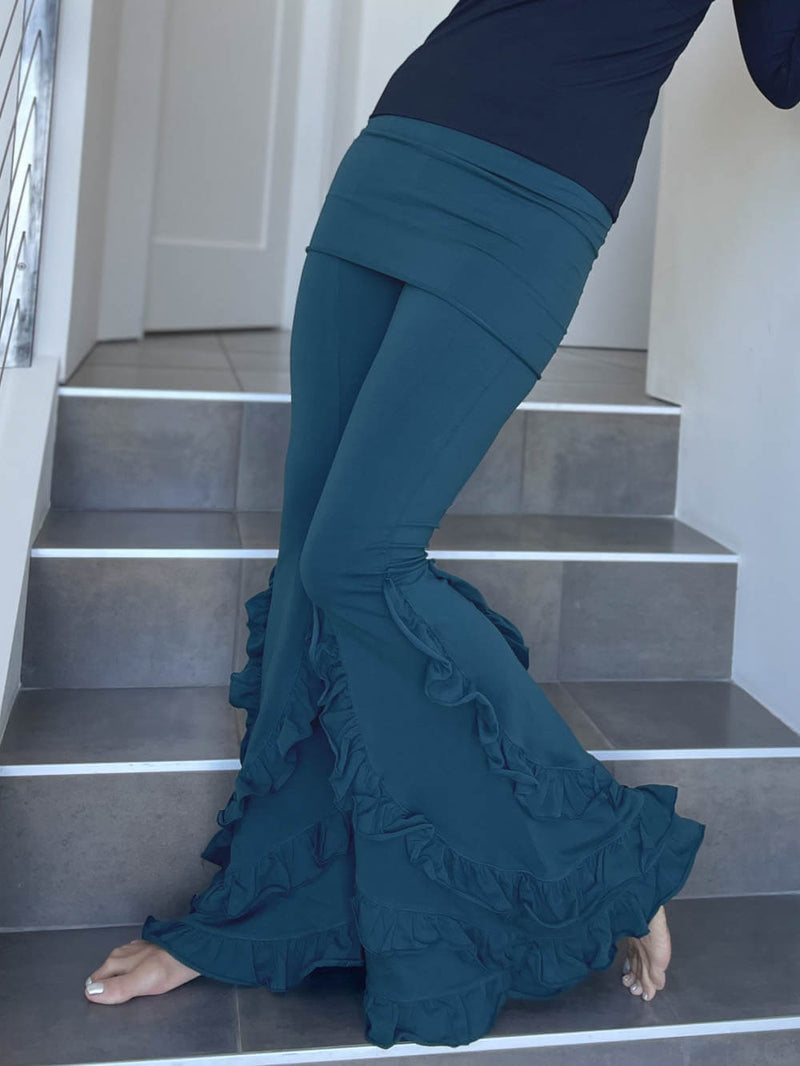 Flare Ruffle Pants Teal