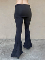 women's cotton lycra skirt-over boot cut pants #color_black