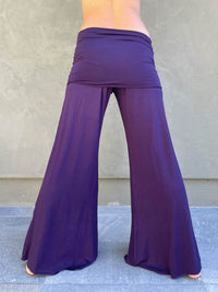 women's natural stretchy rayon jersey skirt-over flow pants #color_plum