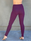 caraucci women's bamboo spandex full length purple pocket leggings with a fold over waistband #color_jam
