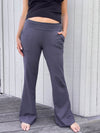 women's bamboo spandex full length steel grey pants with two front and back pockets #color_steel
