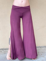 women's natural rayon jersey stretchy purple jam slit flow pants with elastic waistband #color_jam