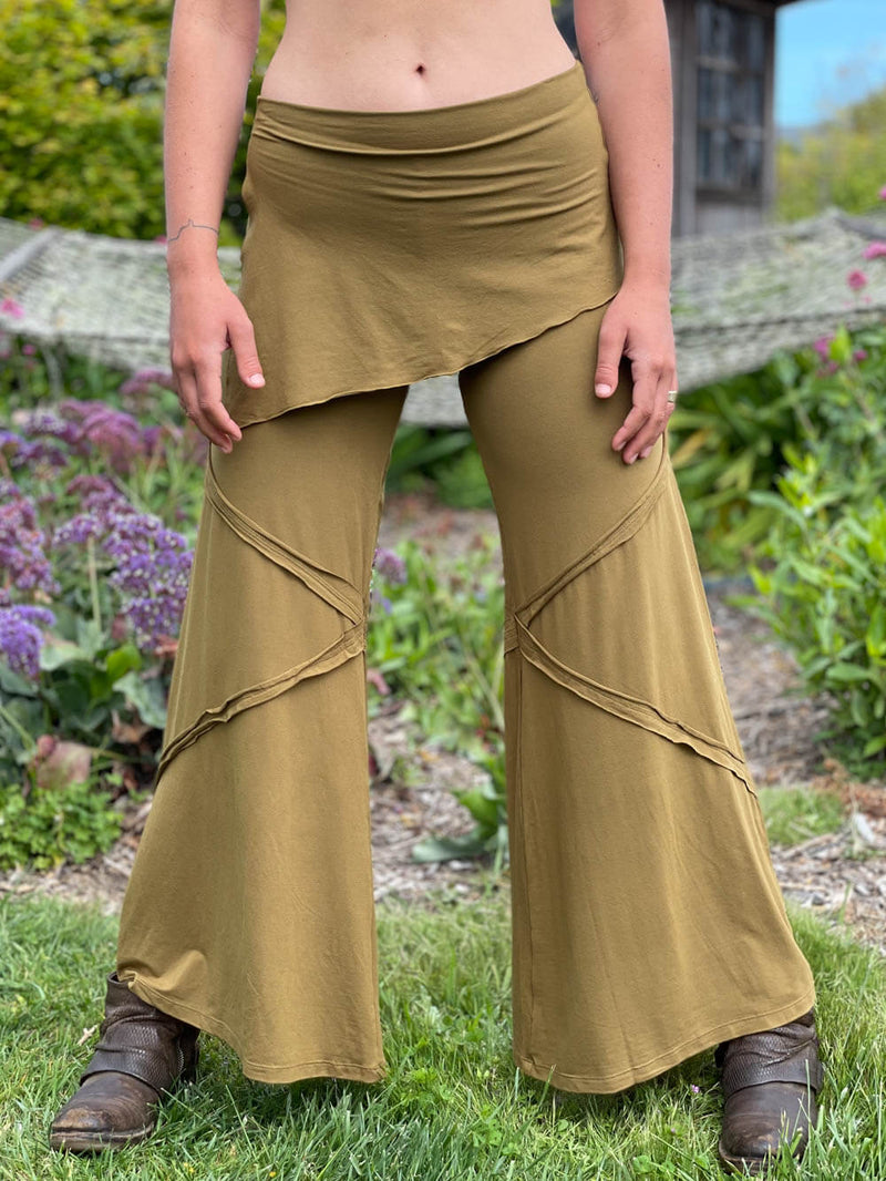Green viscose pants - skirt panel by Sarah Pacini