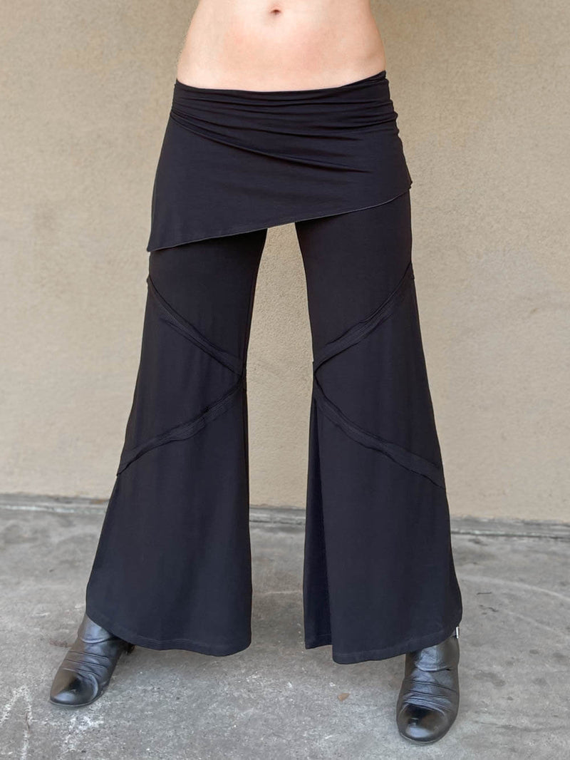 High-waist side panel pleated wide leg pants - D2LINE