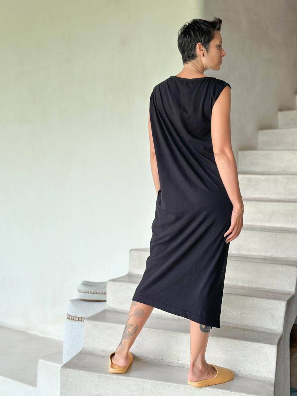 caraucci cotton pocket dress #color_black