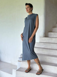 caraucci cotton pocket dress #color_carbon