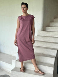 caraucci cotton pocket dress #color_mangosteen