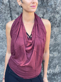 caraucci women's plant based rayon jersey maroon versatile poncho can be worn multiple ways; dress, skirt, halter top #color_wine