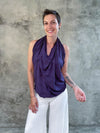 caraucci women's plant based rayon jersey purple textured poncho can be worn multiple ways; dress, skirt, halter top #color_plum