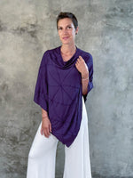 caraucci women's plant based rayon jersey purple textured poncho can be worn multiple ways; dress, skirt, halter top #color_plum