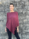 caraucci women's plant based rayon jersey maroon versatile poncho can be worn multiple ways; dress, skirt, halter top #color_wine