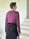 caraucci lightweight rayon jersey reversible long sleeve purple shrug and top  #color_jam