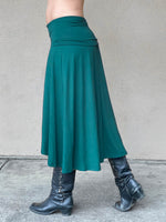 women's plant based rayon jersey stretchy jasper green midi skirt can also be worn as a dress #color_jasper