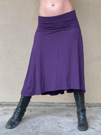 women's plant based rayon jersey stretchy purple midi skirt can also be worn as a dress #color_plum