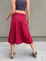 women's plant based rayon jersey stretchy scarlet red midi skirt #color_scarlet