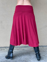 women's plant based rayon jersey stretchy scarlet red midi skirt can also be worn as a dress #color_scarlet
