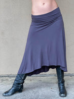 women's plant based rayon jersey stretchy steel grey midi skirt can also be worn as a dress #color_steel