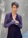 women's plant based rayon jersey stretchy steel grey sleeve shrug with thumbholes #color_steel