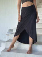 caraucci black slit layer skirt #color_black