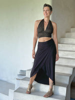caraucci black slit layer skirt #color_black