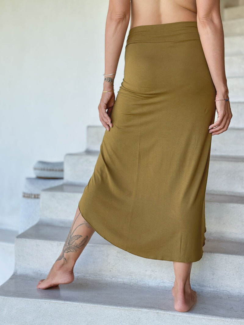 caraucci brass tube slit skirt #color_brass