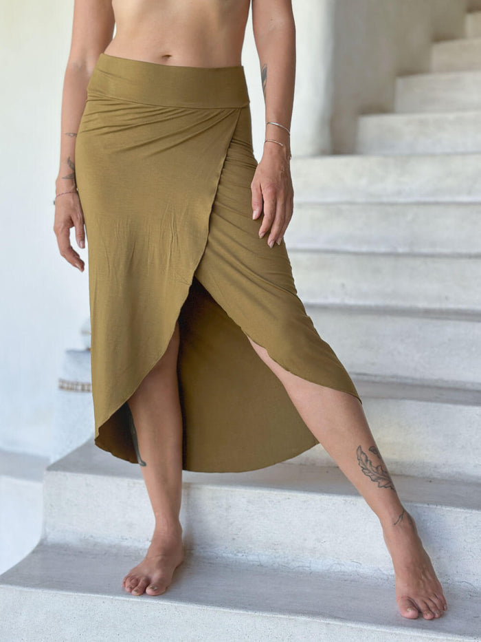 caraucci brass tube slit skirt #color_brass