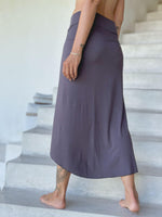 caraucci gray tube slit skirt #color_steel