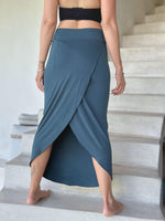 caraucci teal tube slit skirt #color_teal