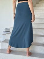 caraucci teal tube slit skirt #color_teal