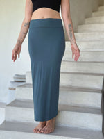 caraucci teal tube slit skirt #color_teal