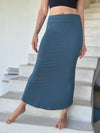 caraucci teal tube slit skirt #color_teal