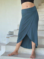 caraucci teal tube slit skirt #color_teal