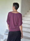 caraucci women's lightweight short sleeve purple loose fit top #color_jam