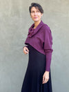 caraucci women's bamboo cotton fleece purple dolman cowl shrug with thumbholes #color_jam