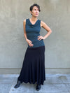 women's plant based rayon jersey stretchy black hourglass convertible maxi skirt and dress #color_black