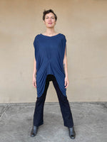 women's plant based rayon jersey loose fit navy blue kaftan tunic #color_navy