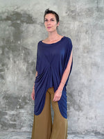 women's plant based rayon jersey loose fit navy blue kaftan tunic #color_navy