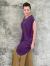women's plant based rayon jersey loose fit purple kaftan tunic #color_plum