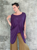 women's plant based rayon jersey loose fit purple kaftan tunic #color_plum