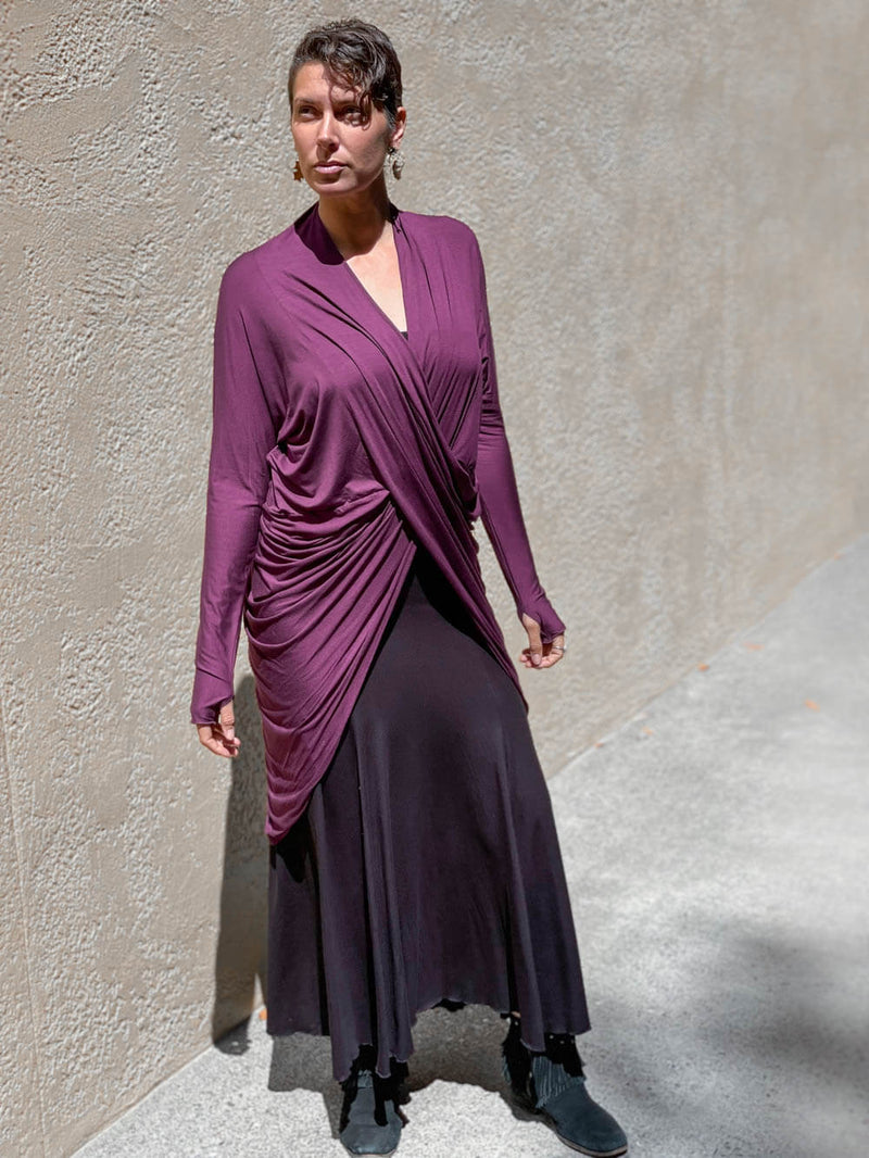 womens lightweight natural rayon jersey tunic with long sleeves and thumbholes #color_jam