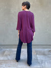 women's lightweight plant-based rayon jersey v-neck loose fit 3/4 sleeve purple kurta style tunic #color_jam