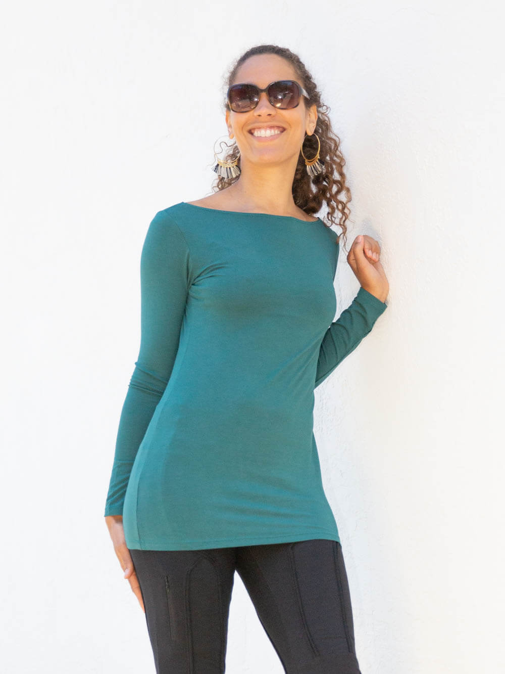 women's long sleeve natural rayon jersey boatneck long sleeve top #color_jasper