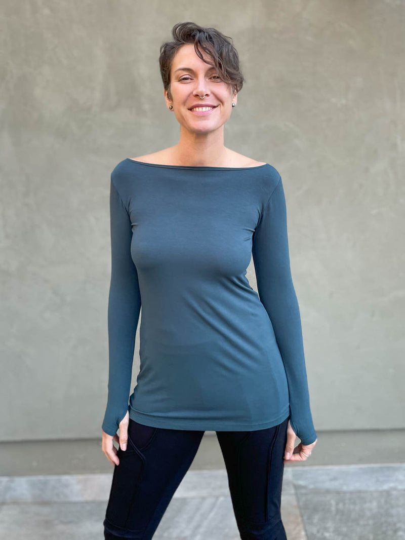 Smooth Boat Neck Long Sleeve Top