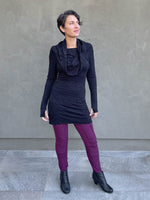 women's plant-based textured jersey long sleeve versatile cowl neck black tunic  #color_black