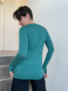 women's plant based rayon jersey lightweight long sleeve jasper green top with thumbholes #color_jasper