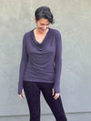 women's plant based rayon jersey lightweight long sleeve steel grey top with thumbholes #color_steel