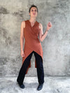 women's plant based rayon jersey one size adjustable hooded burnt orange ninja wrap vest or top #color_copper