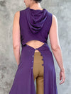 women's plant based rayon jersey one size adjustable hooded purple ninja wrap vest or top #color_plum