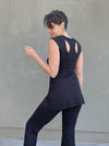 women's plant-based stretchy black racerback sporty tunic #color_black