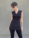 women's plant-based stretchy black racerback sporty tunic #color_black